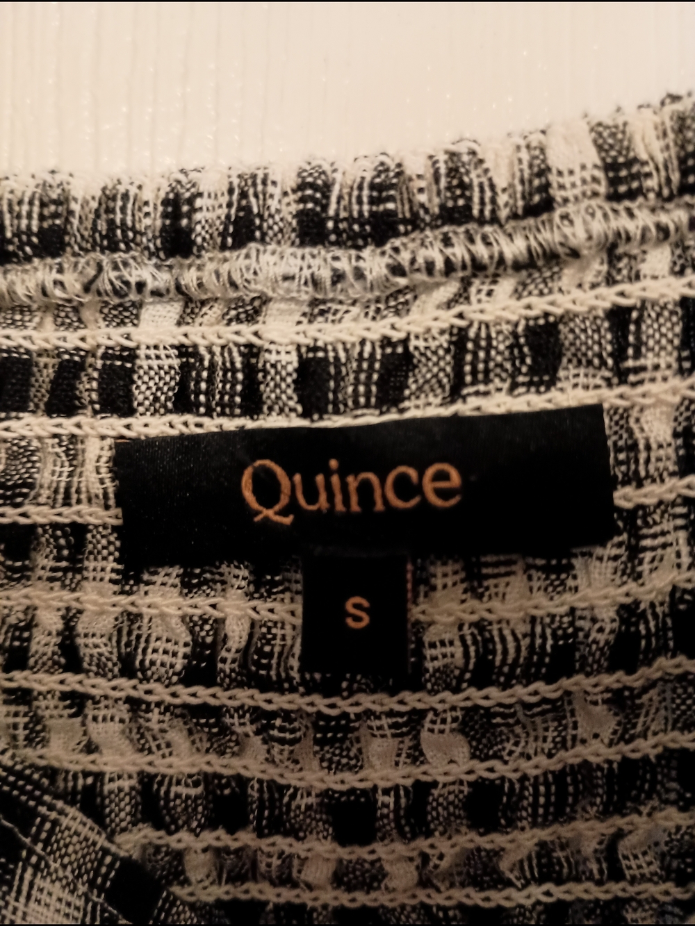 Quince Black and White Gingham Top with Gold Logo - Picture 3 of 4